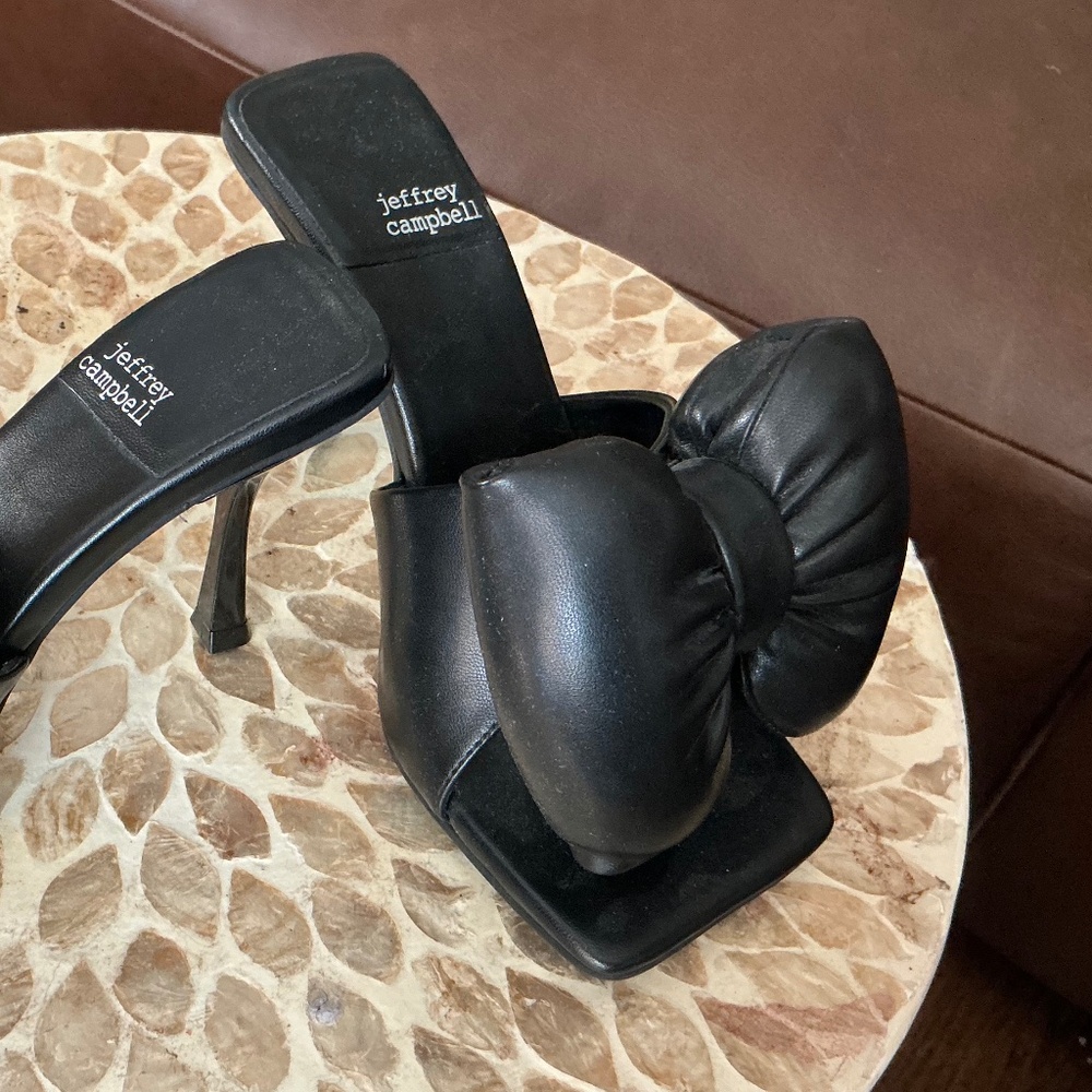 Jeffrey Campbell Bow Heels Black Leather